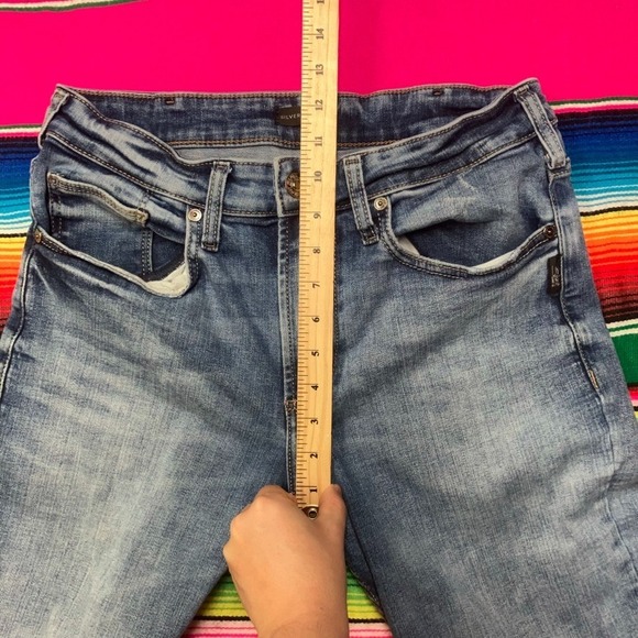 Silver Jeans Zac Men's 34x32 (Fit 30x34) Straight Blue Faded Western Blue Denim - Picture 7 of 9